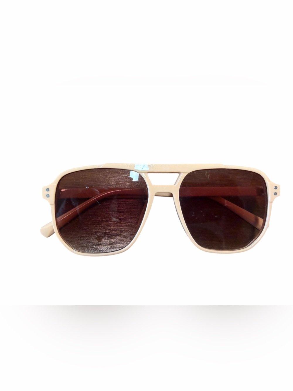 Men's Beige Square Sunglasses with Brown Lenses